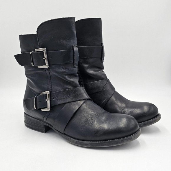 Black Ankle Boots with Buckle Details - Picture 1 of 9